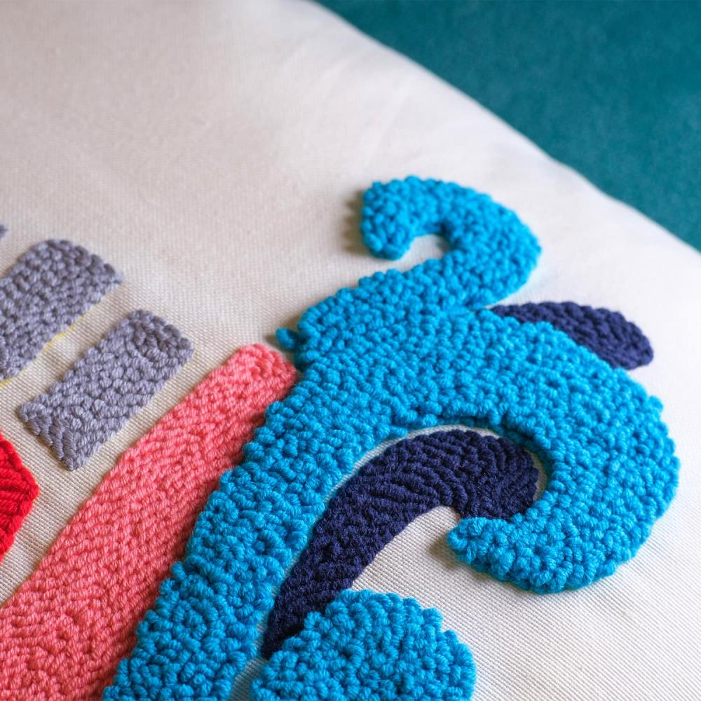 Gemi Motifli Punch Kırlent Kılıfı