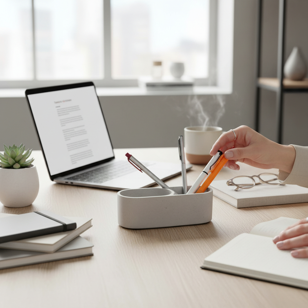 El Yapımı Brüt Masaüstü Kalemlik & Notluk