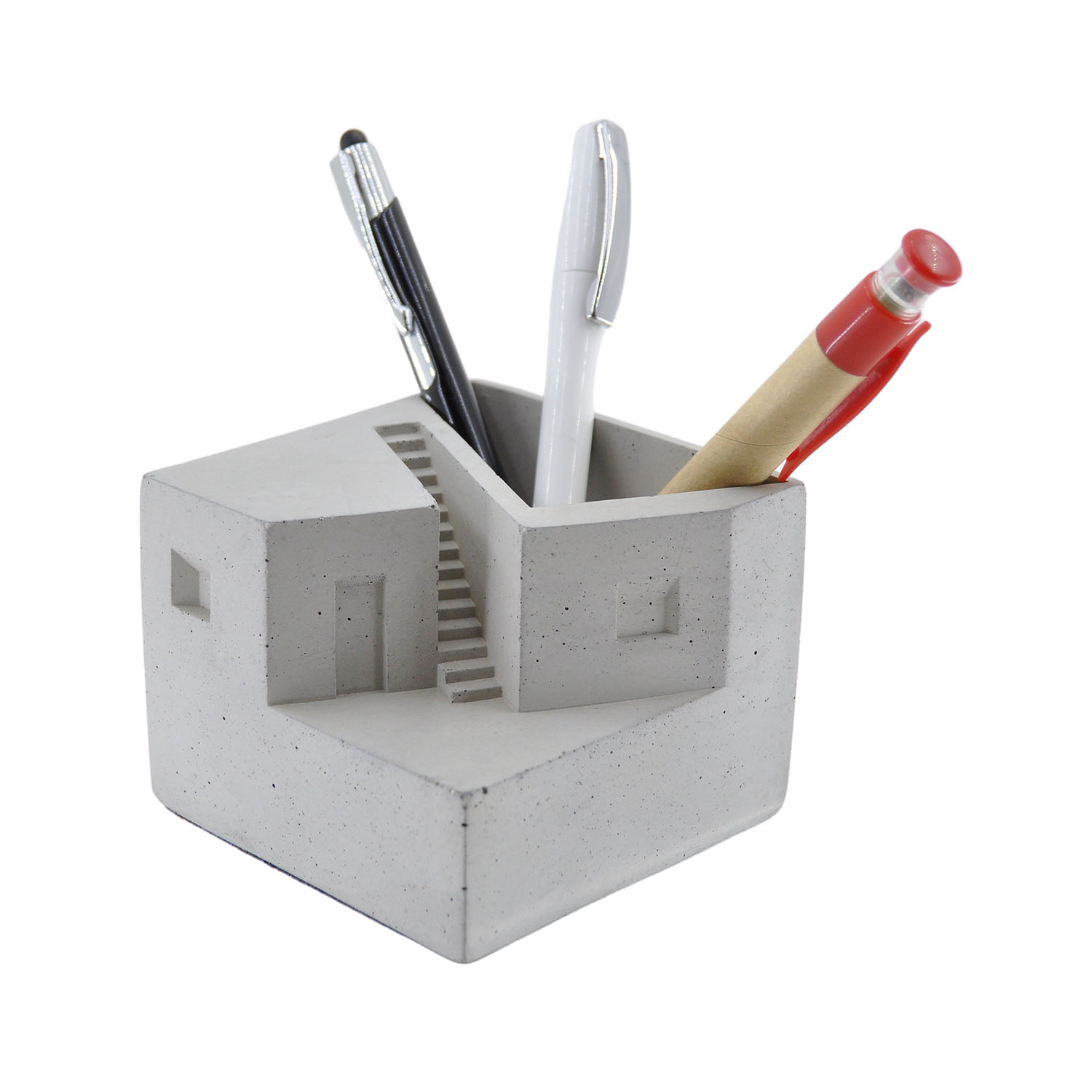 Minimal Brüt Beton Masaüstü Kalemlik