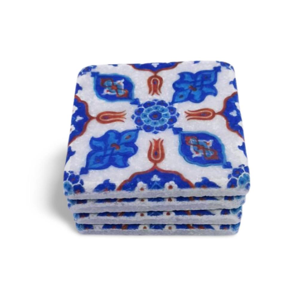 Osmanlı Motifli Doğal Mermer Bardak Altlığı