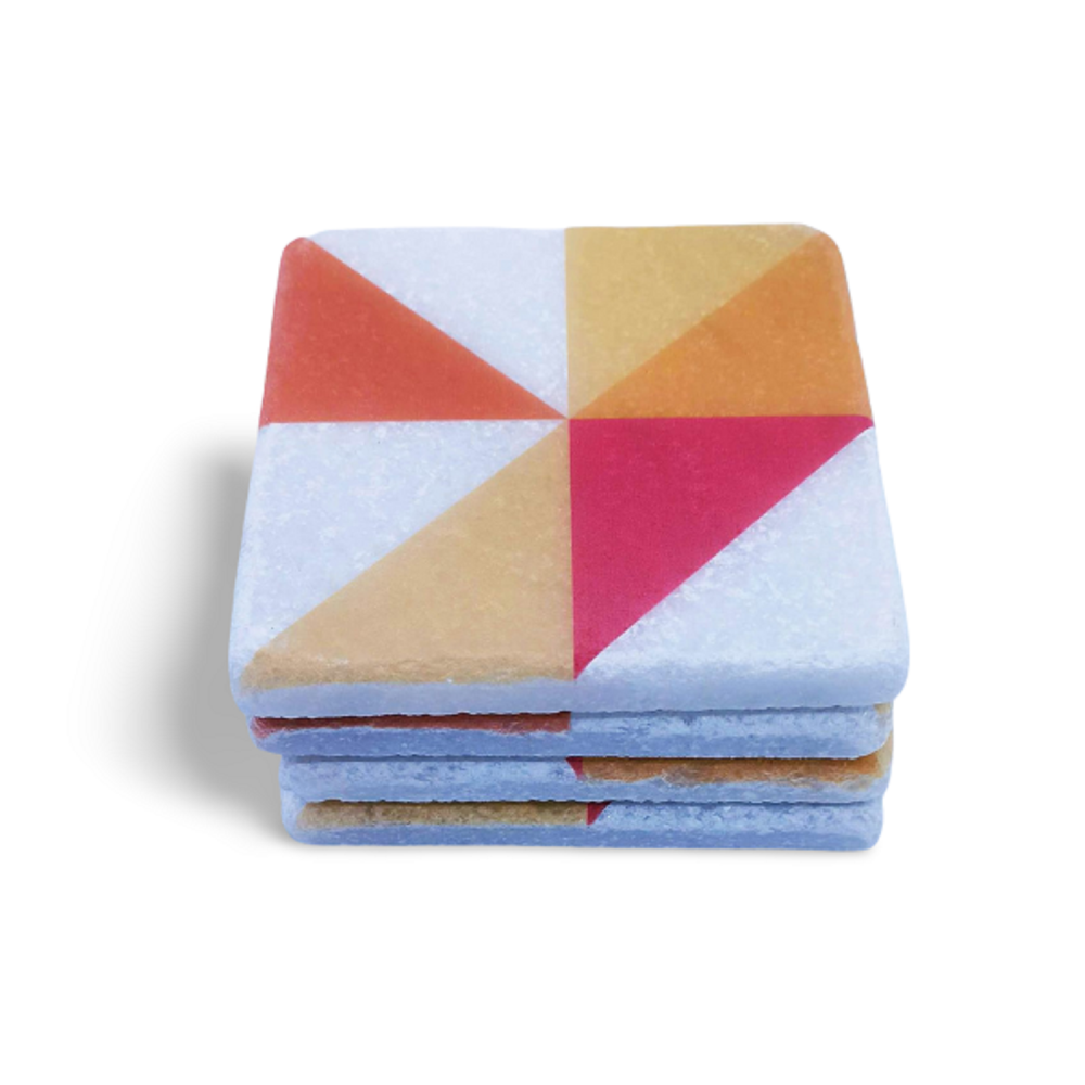 Modern Geometrik Desenli Mermer Bardak Altlığı