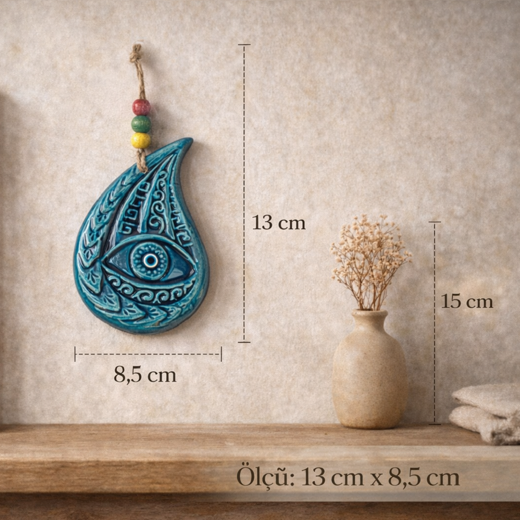 Dekoratif Turkuaz Seramik Damla Duvar Süsü