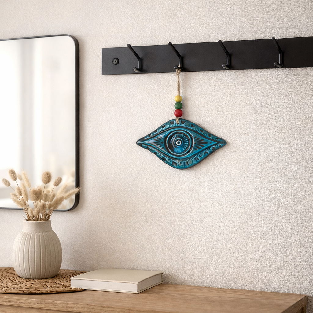 Turkuaz Renk Göz Seramik Duvar Süsü