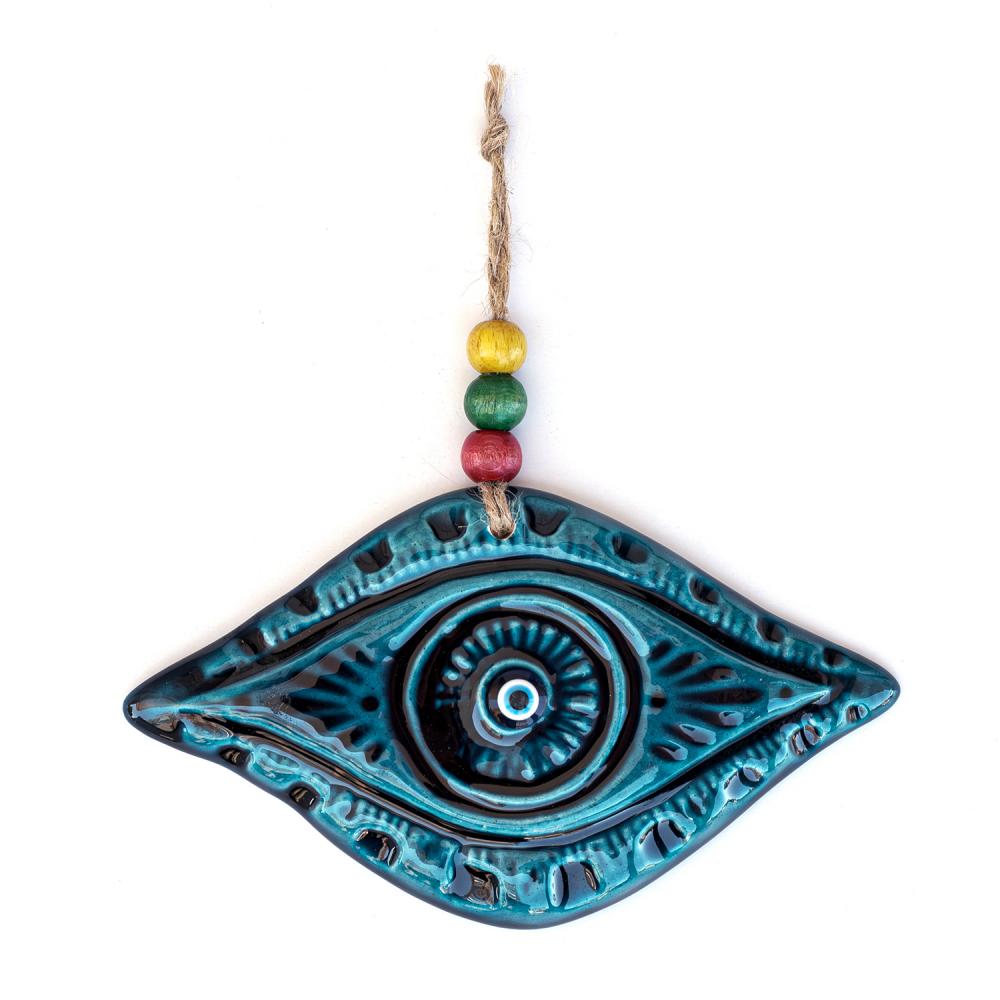 Turkuaz Renk Göz Seramik Duvar Süsü