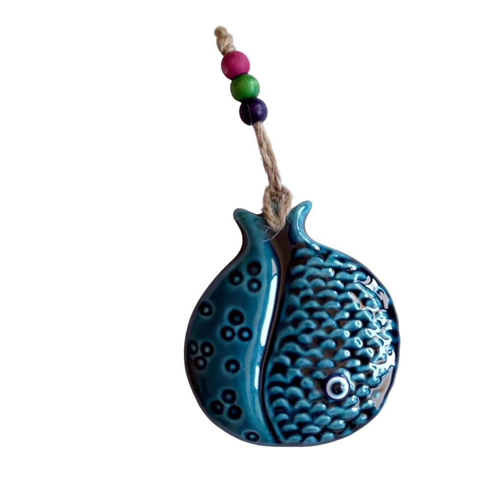 Dekoratif Turkuaz Renk Nar Seramik Duvar Süsü