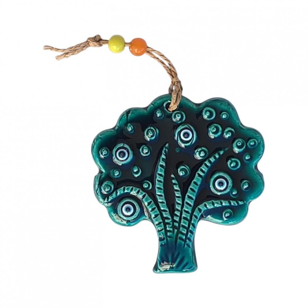 Turkuaz Yeşili Ağaç Seramik Duvar Süsü