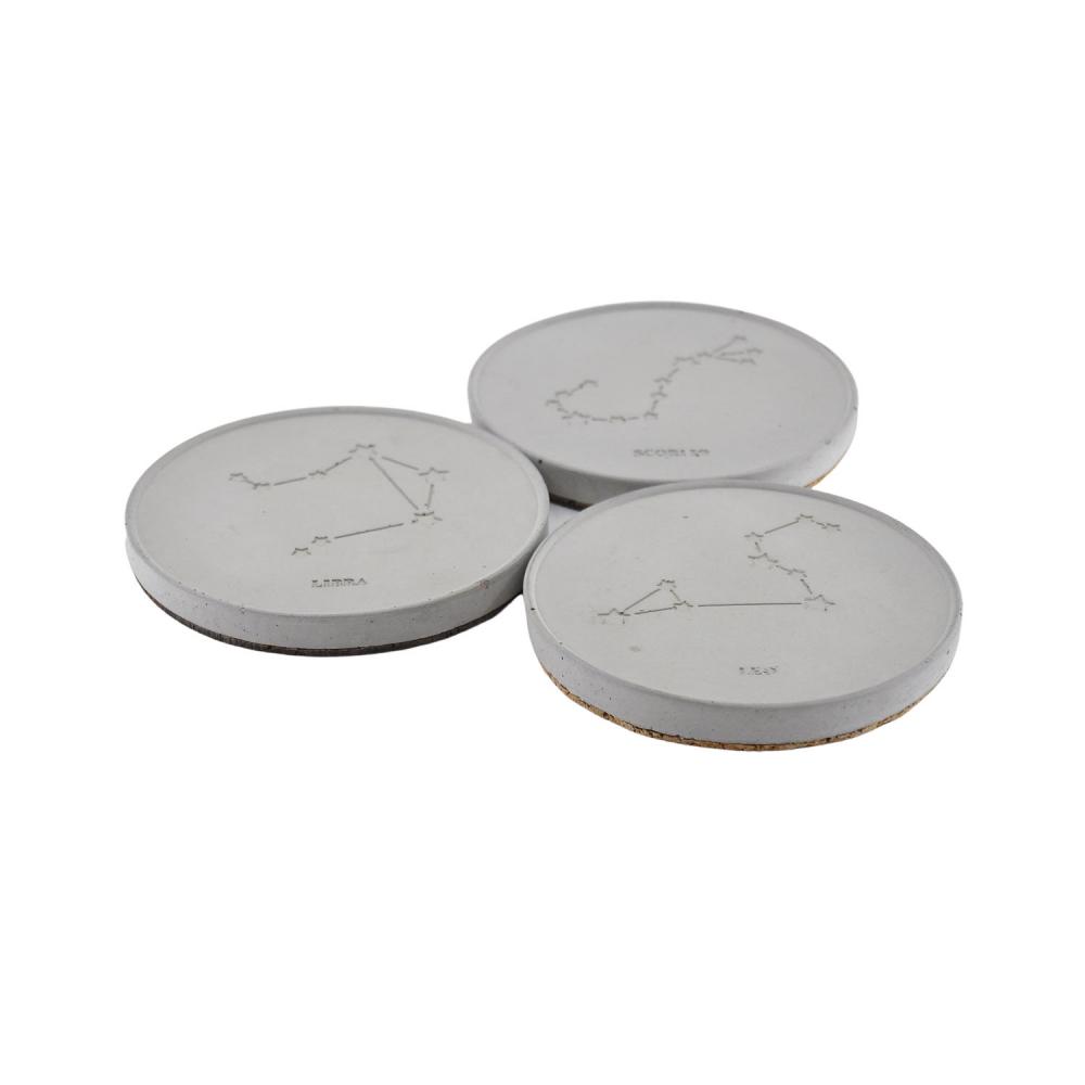 El Yapımı Beton Burç Bardak Altlığı – Astroloji Temalı