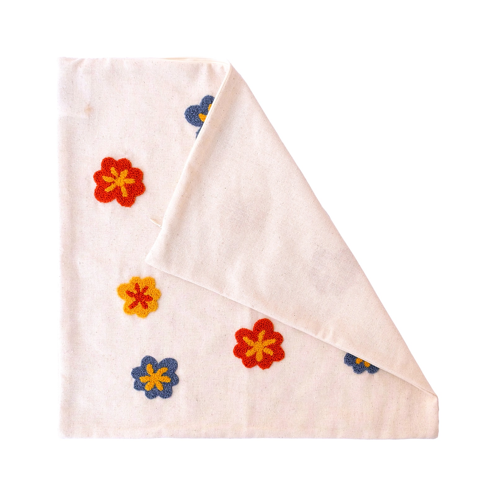 Renkli Çiçek Desenli Punch İşlemeli Kırlent Kılıfı | PNCH-2023104