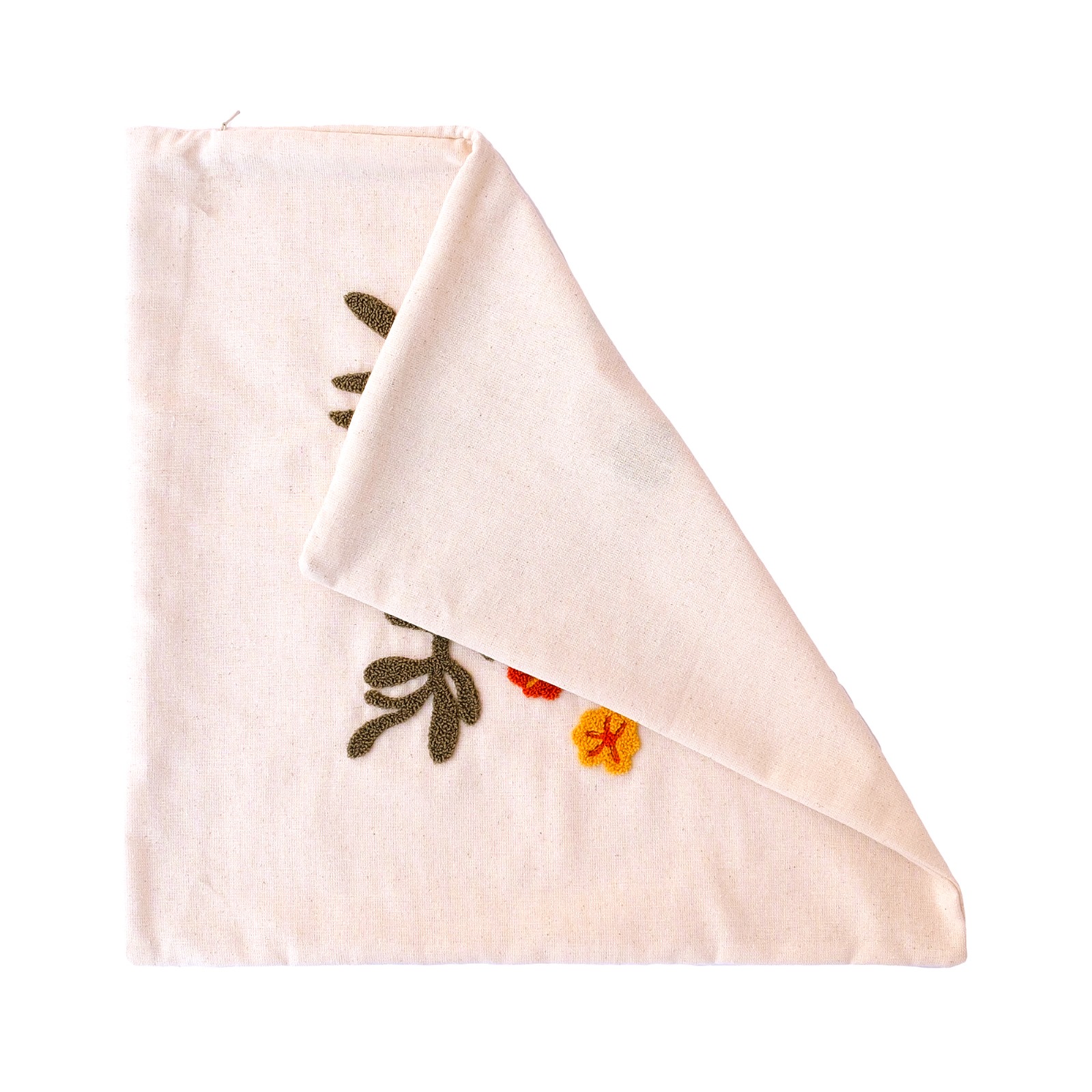 Çiçek Motifli Punch İşlemeli Dekoratif Kırlent Kılıfı | PNCH-2023105