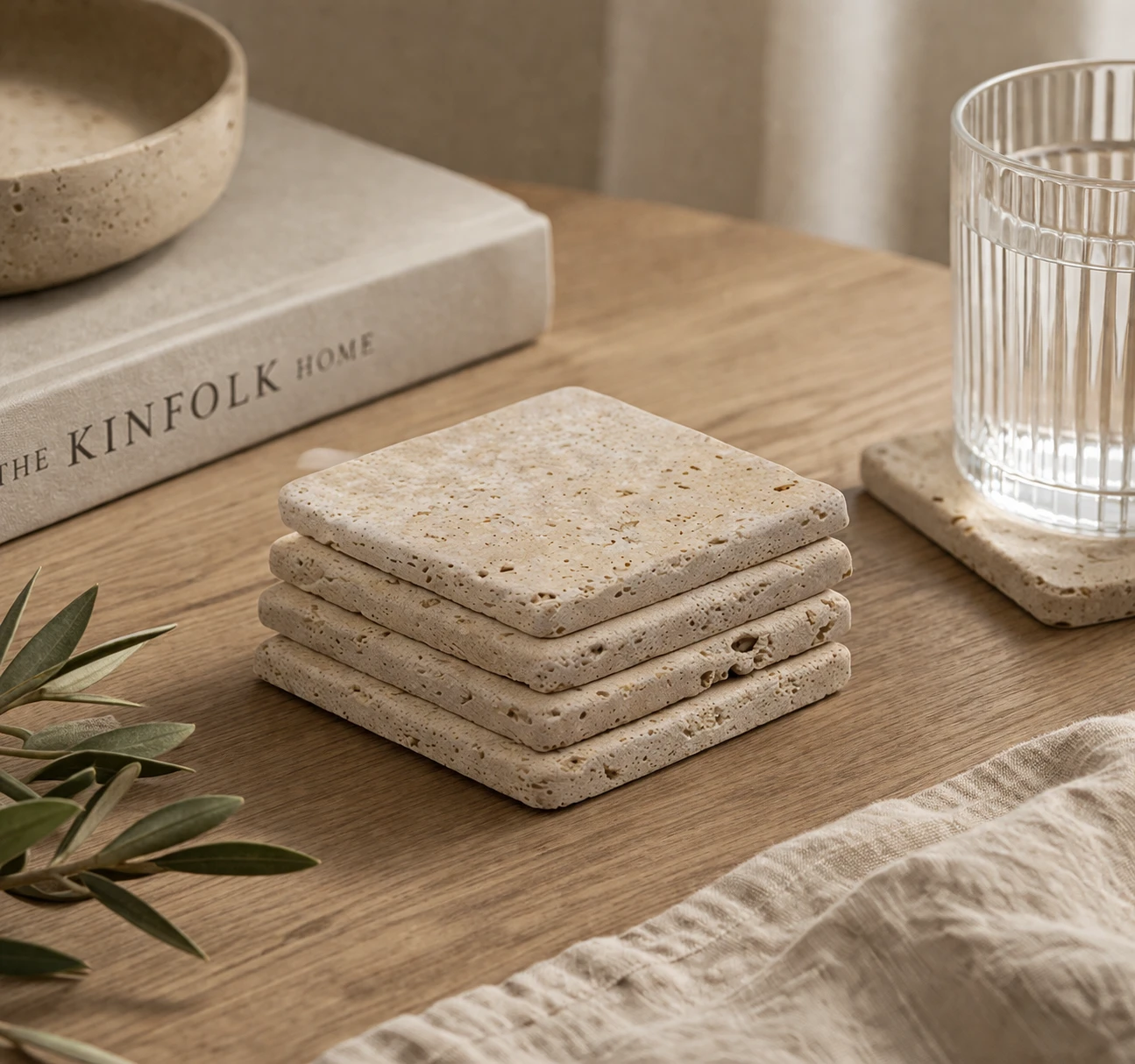 Doğal Traverten Bardak Altlığı – Doğal Taş Bardak Altlığı