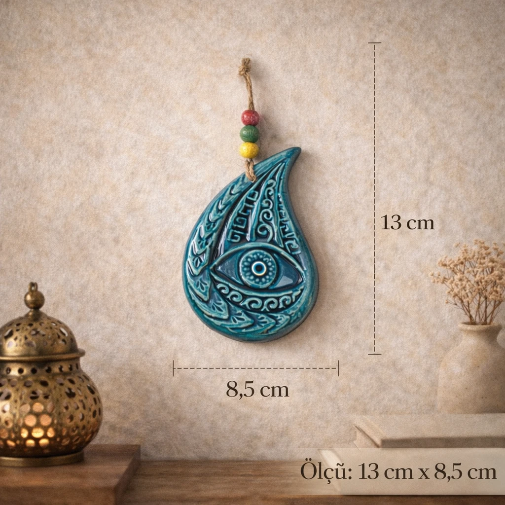 Dekoratif Turkuaz Seramik Damla Duvar Süsü