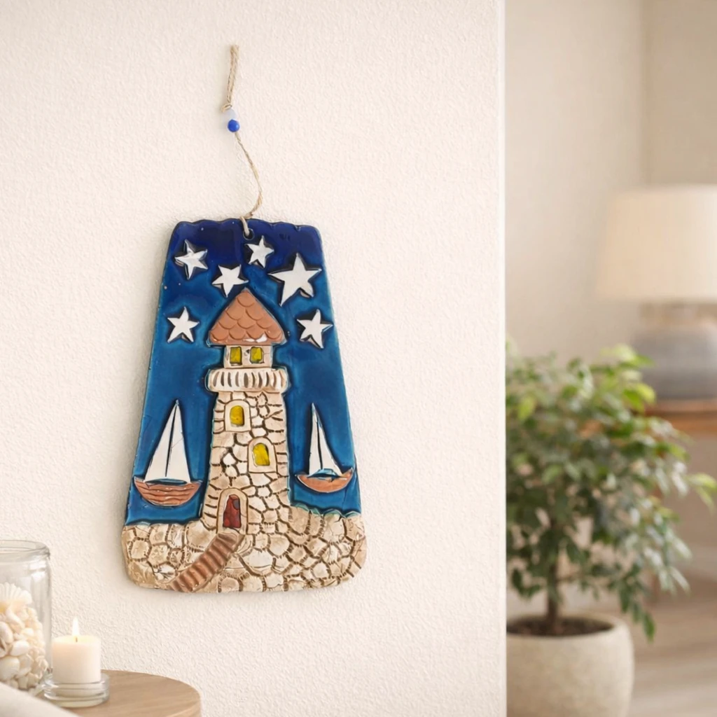 Deniz Feneri Temalı Seramik Duvar Dekoru