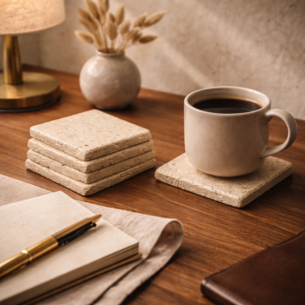 Doğal Traverten Bardak Altlığı – Doğal Taş Bardak Altlığı