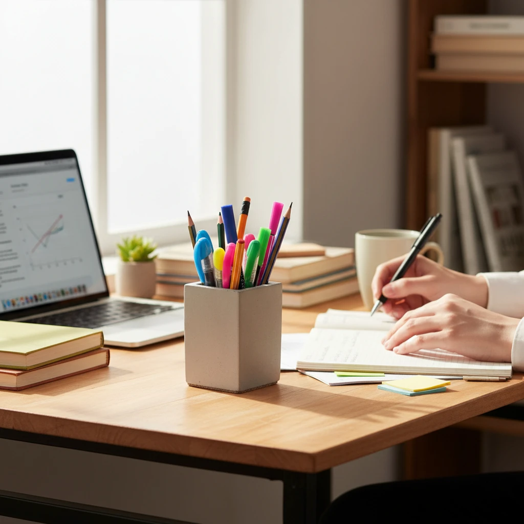 Brüt Beton Masaüstü Kalemlik