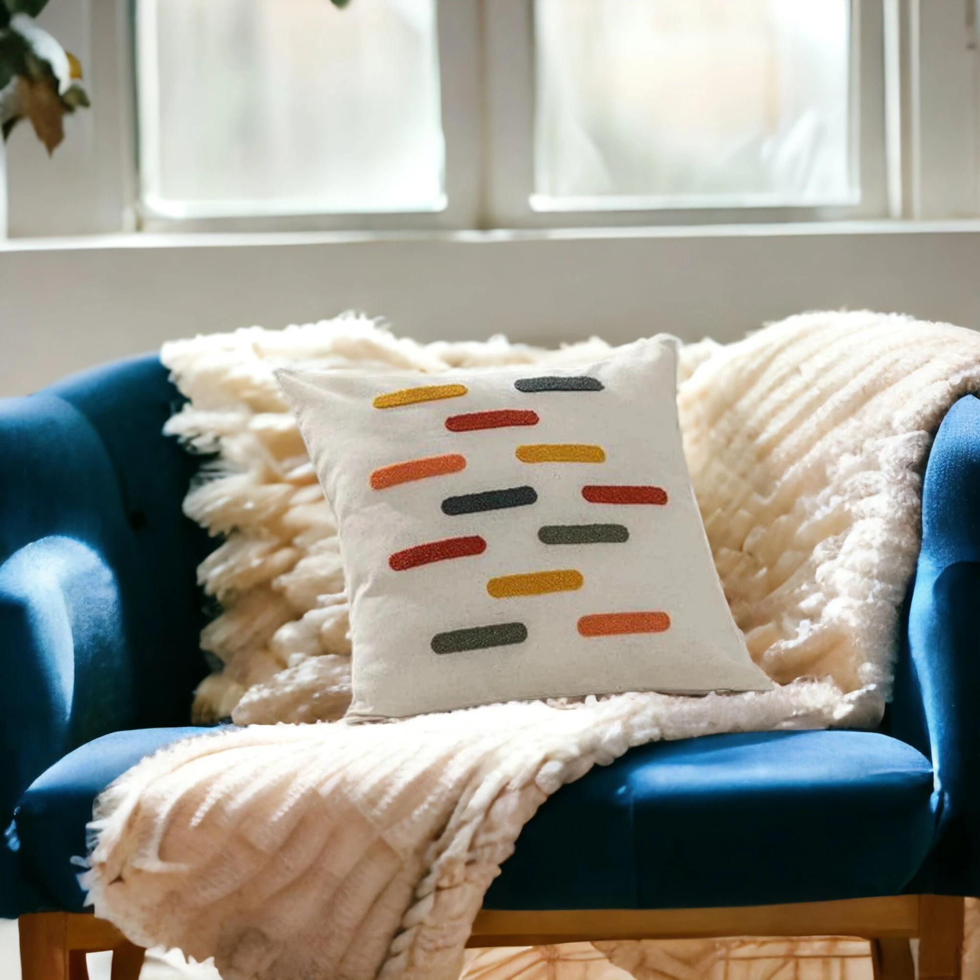 Modern Punch İşlemeli Dekoratif Kırlent Kılıfı | PNCH-2023103