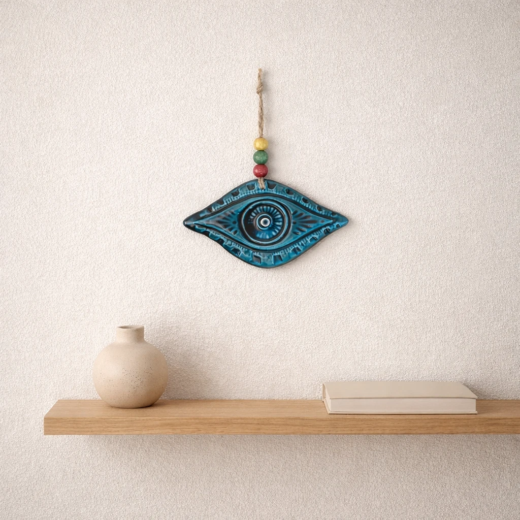 Turkuaz Renk Göz Seramik Duvar Süsü